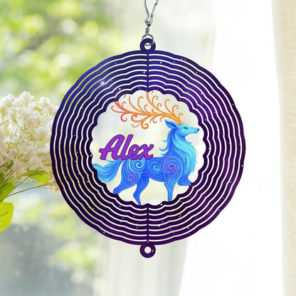 Personalized Elk Wind Spinner 3D Stainless Steel, Elk Garden Spinner Hanging Outdoor Decor, Wind