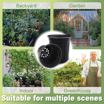 Anyumocz 60 Pcs 1 Gallon Flexible Plant Nursery Pots,Thickened Soft Plastic Seedling Pot with