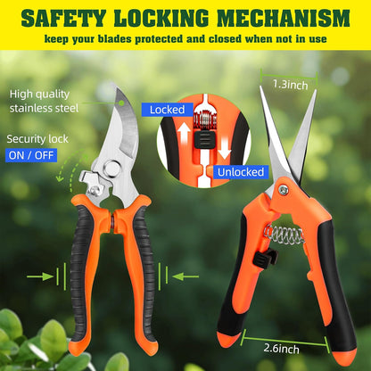 4 Pack Garden Pruning Shears, Stainless Steel Garden Shears, Gardening Shears, Garden Scissors