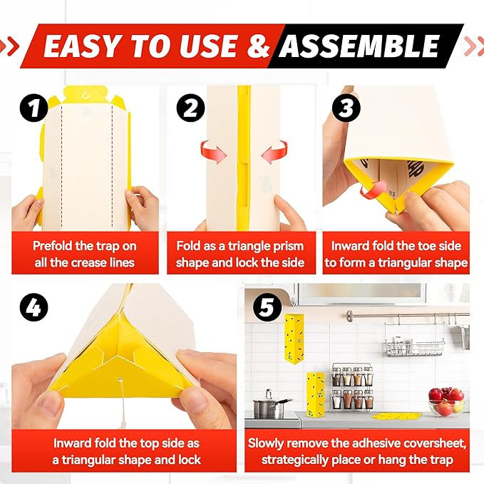 LULUCATCH Sticky Fly Traps, 10 Pack Fly Catcher Fungus Gnat Traps, Hanging Yellow Sticky Traps for
