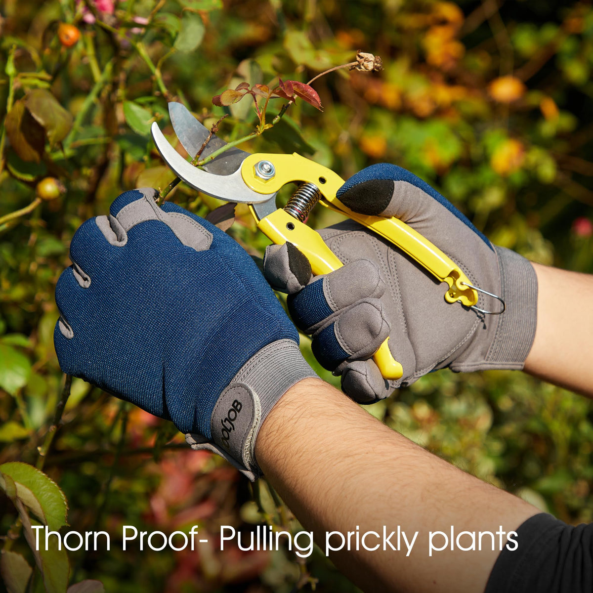 COOLJOB Thorn Proof Garden Gloves with Touchscreen Fingers for Men, Rose Pruning Work Gloves with