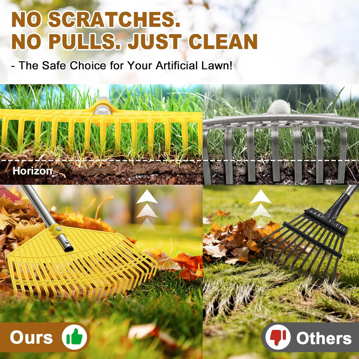 Garden Rake for Leaves - Extra Wide 18" Leaf Rake,Lightweight Long Handle for Women Seniors Kids
