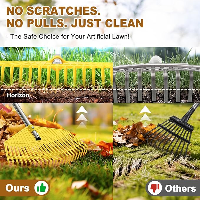 Garden Rake for Leaves - Extra Wide 18" Leaf Rake,Lightweight Long Handle for Women Seniors Kids