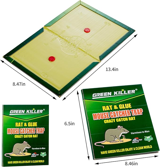 10-Pack Large Mouse Glue Traps with Enhanced Stickiness, Rat Snake Sticky Pad Board for House