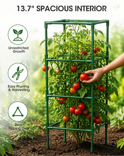 MQHUAYU 3 Pack Tomato Cages,Square Tomato Plant Stakes Support Cages Trellis for Garden Climbing