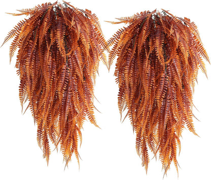 RECUTMS Fake Hanging Plants 4 Pcs Artificial Boston Ferns for Outdoors UV Resistant Draping Faux