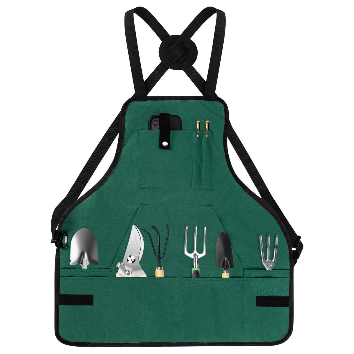 LUCKIPLUS Gardening Apron, Garden Apron for Women with Pockets, Waterproof 600D Heavy Duty Cross