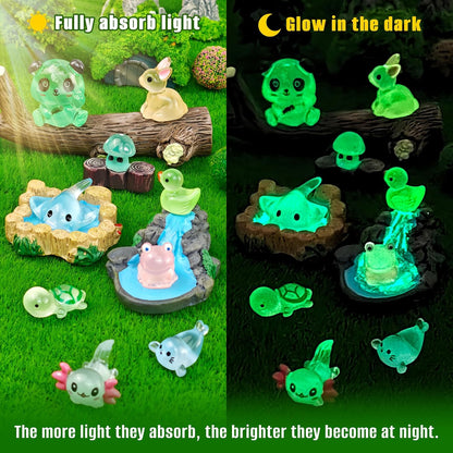 120 Pcs Luminous Mini Resin Animals Glow in The Dark Small Little Tiny Resin Figurines Ducks