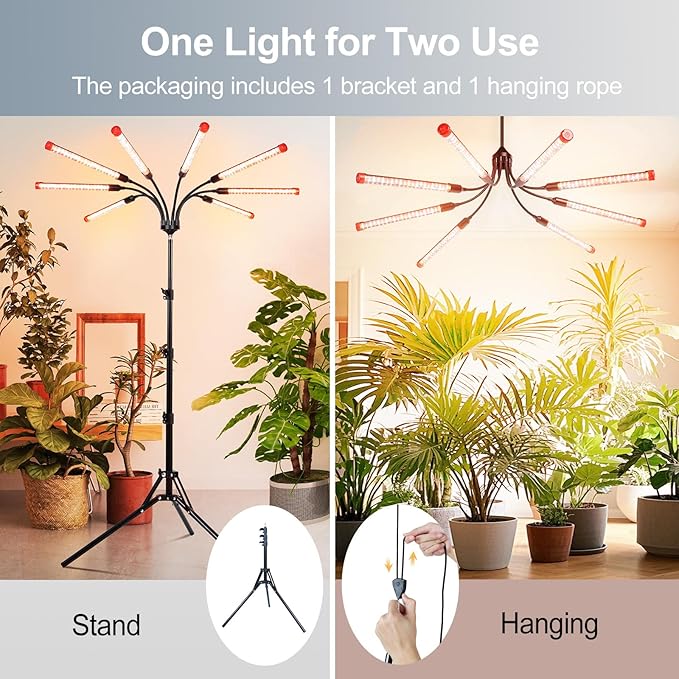 Gamechanger! 72W, NOT 24W, Bright Beyond Your Imagination, 8Head Stand Grow Lights for Indoor