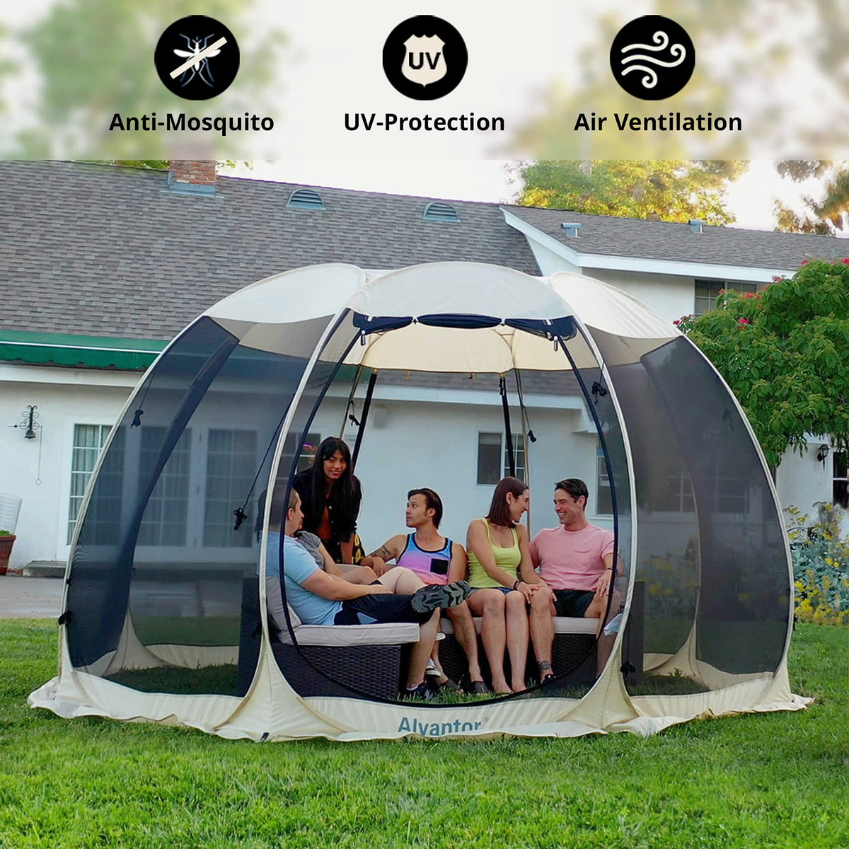 Alvantor® Screen House Room Camping Tent Outdoor Canopy Pop Up Sun Shade Hexagon Shelter Mesh Walls