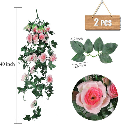 RECUTMS 2PCS Artificial Hanging Flower 3.3Ft Fake Garland for Home Room Garden Wedding Indoor