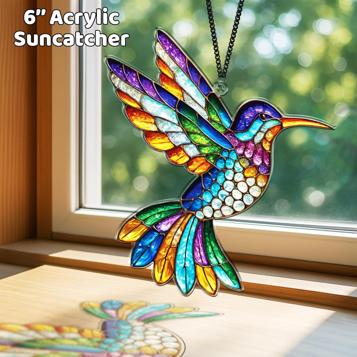 2 Cardinal Hummingbird Acrylic Suncatchers, Bird Window Hanging Ornaments, Fall Decorations for