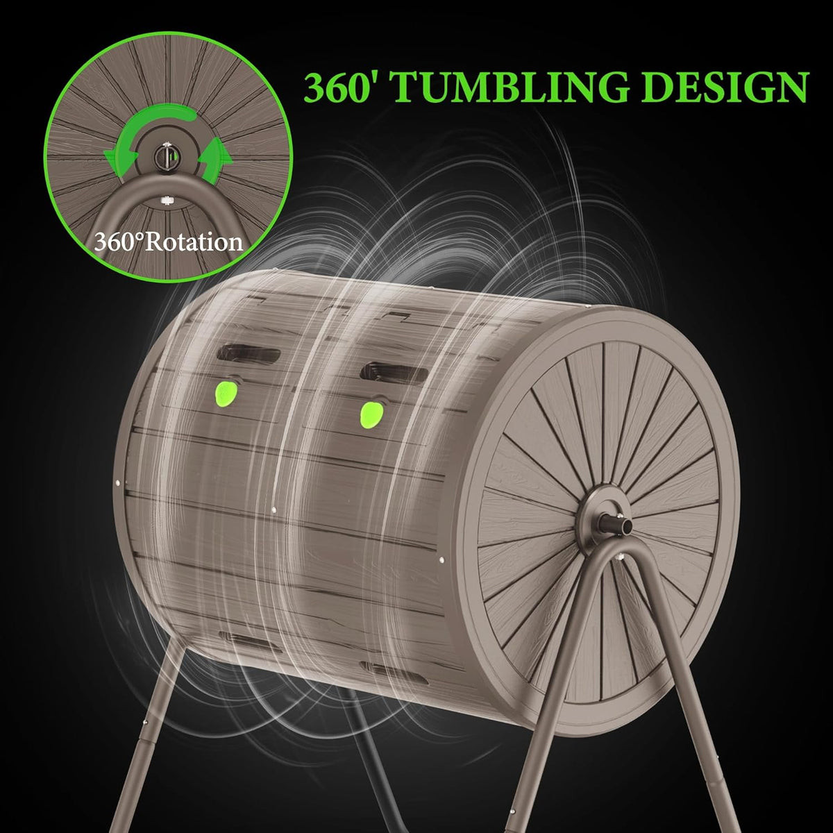 Dual Chamber Tumbling Composter 43 Gallon Large Outdoor Tumbling Composter Efficient Batch