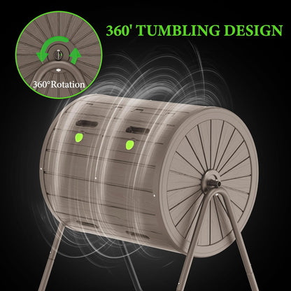 Dual Chamber Tumbling Composter 43 Gallon Large Outdoor Tumbling Composter Efficient Batch
