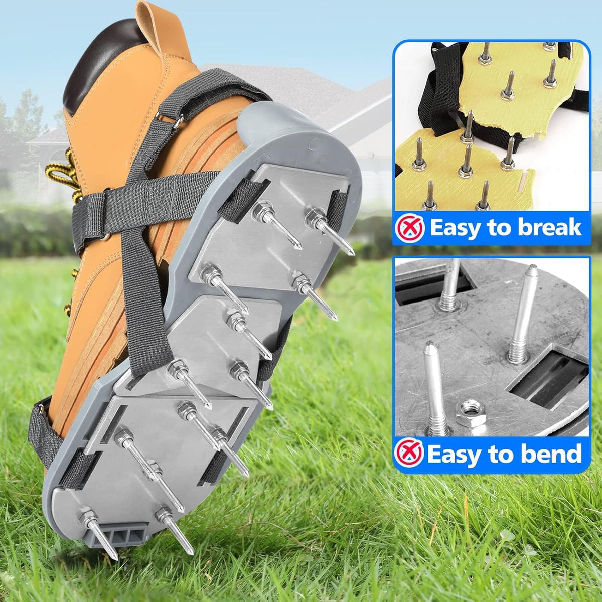 Lawn Aerator Shoes for Grass - Pre-Assembled Grass Aerator Shoes for Lawn - Soil Yard Aerator Tool