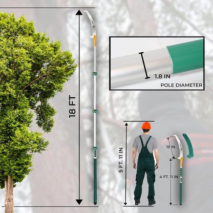 StartPro 18ft Tree Pruning Saw, Telescopic Manual Lightweight Extendable Pole Saw with Sharp