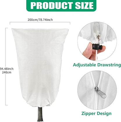 Plant Covers Freeze Protection, 1 Pack 78''× 95'' White Frost Cloths Blankets with Zipper