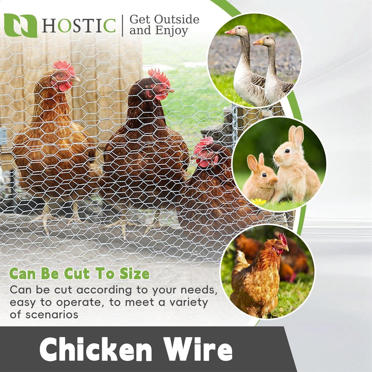 HOSTIC 6FTx150FT Chicken Wire Netting 2IN Galvanized Wire Mesh Hexagonal for Poultry Garden Fencing