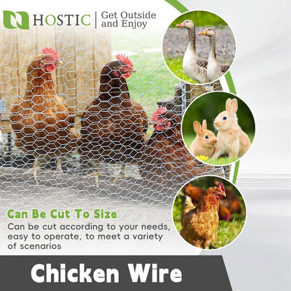 HOSTIC 6FTx150FT Chicken Wire Netting 2IN Galvanized Wire Mesh Hexagonal for Poultry Garden Fencing