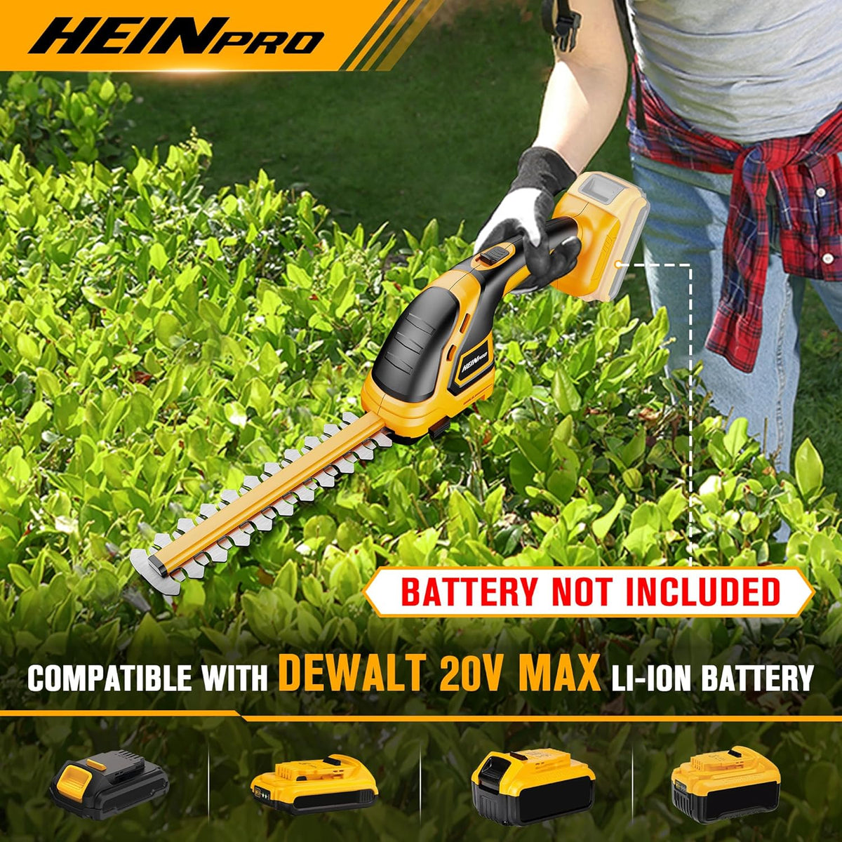 Hedge Trimmer Cordless Compatible with DEWALT 20V MAX Battery (No Battery), Electric Hedge Trimmer