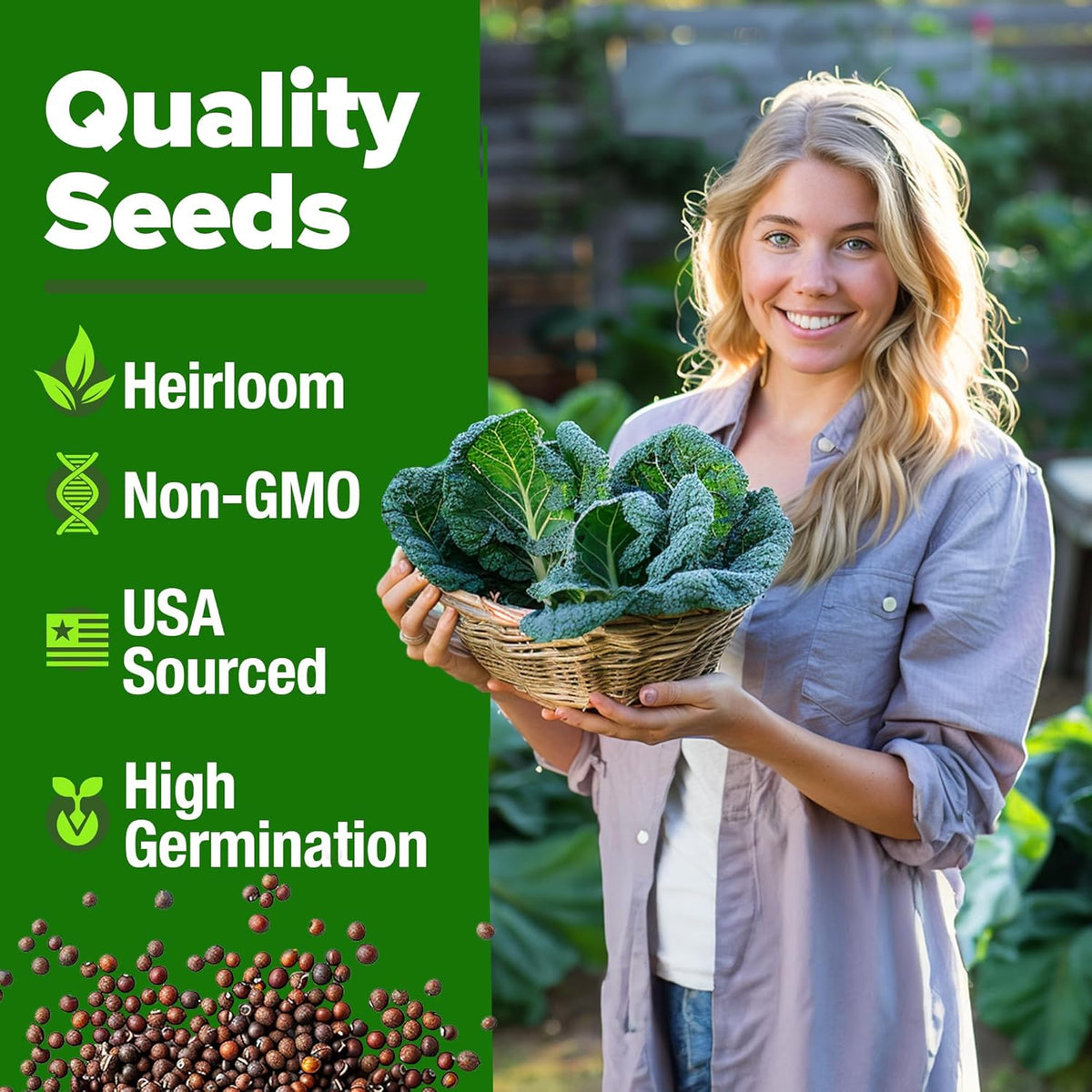 HOME GROWN 𝗨𝗦𝗔 𝗣𝗥𝗘𝗠𝗜𝗨𝗠 Collard Greens Georgia Southern - 300 High Germination