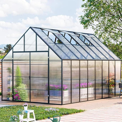 CDCASA 16.5x10.2x10 FT Greenhouse for Outdoors,Easy Assembly Large Polycarbonate Greenhouse