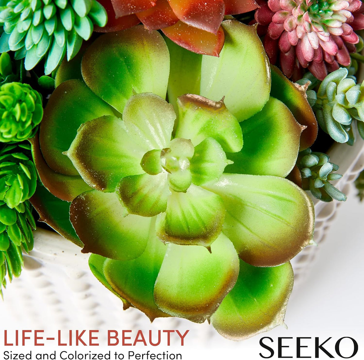 SEEKO Succulents Artificial Plants (28 Pack) - Artificial Succulents Unpotted - Premium Faux Plants