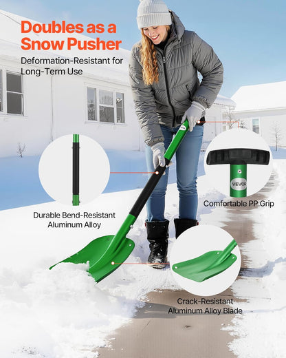VEVOR Snow Shovel for Driveway, 8.5 in Wide Aluminum Alloy Snow Shovel with T-Shaped Handles, Large