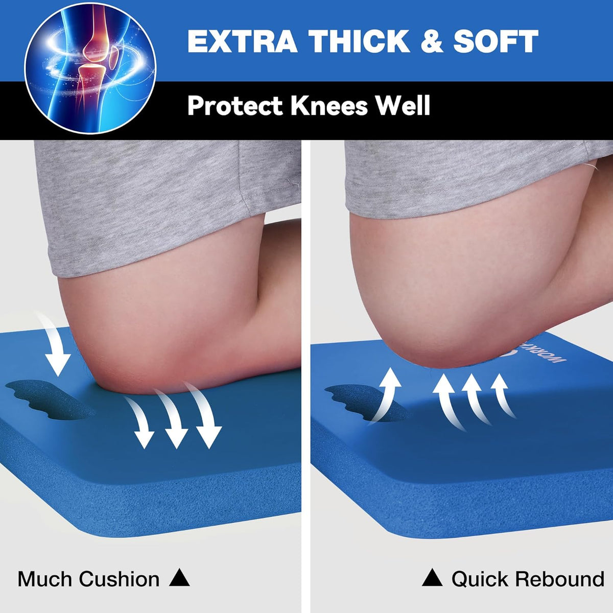 WORKPRO Extra Thick Kneeling Pad, 2-Pack, Soft Foam Cushioning for Knee, Large Foam Kneeler Mat for