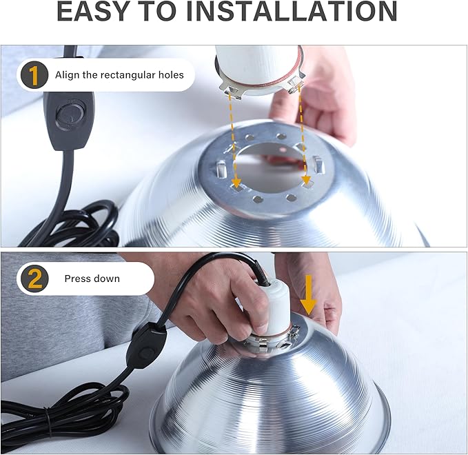 Simple Deluxe Adjustable Clamp Lamp Light Socket with 10.5 Inch Aluminum Reflector & Bulb Guard
