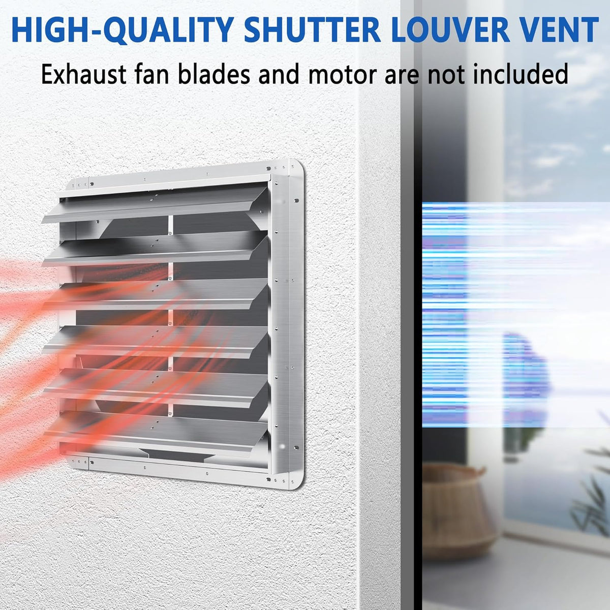 24 Inch Galvanized Shutter Exhaust Louver Vent, Automatic Gravity Shutter Louver Vent for Home