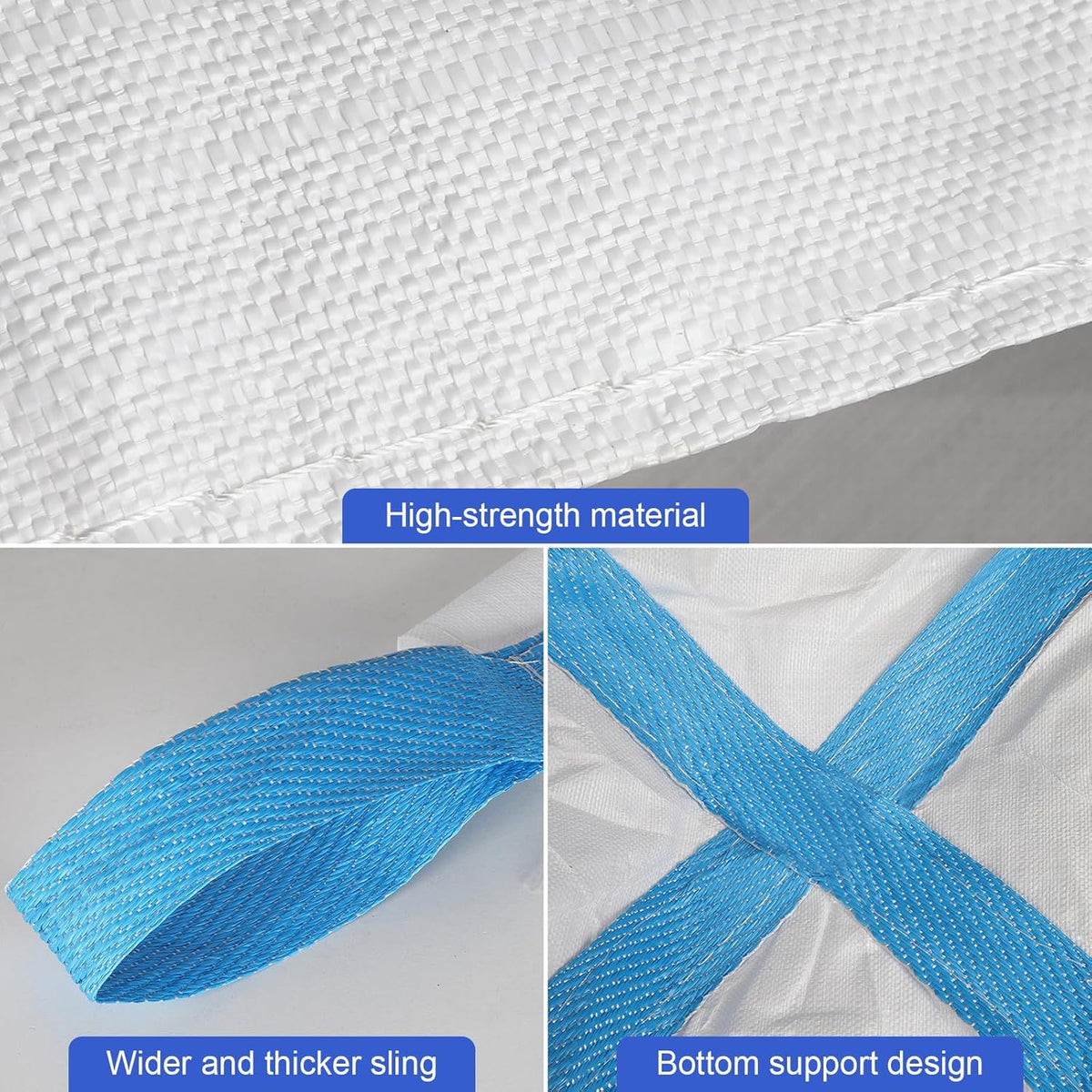 2 Pack FIBC Bulk Bag, 1.5 Ton Bag, 35"L x 35"W x 43"H, 3300lbs SWL, Duffle Top Flat Bottom, Heavy