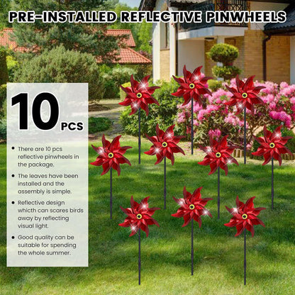 10 PCS Reflective Pinwheels for Yard and Garden Bird Devices Pre-Installed Sparkly Wind Spinner