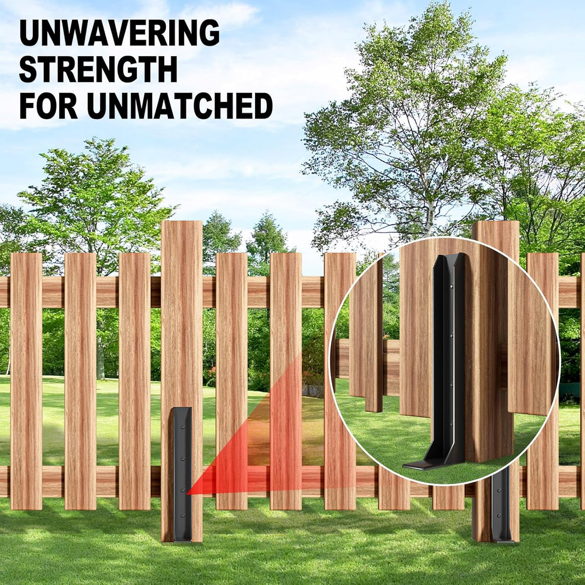 One-Piece Fence Post Repair Kit，Heavy Duty Steel Fence Post Anchor Ground Spike ，Quick Fix