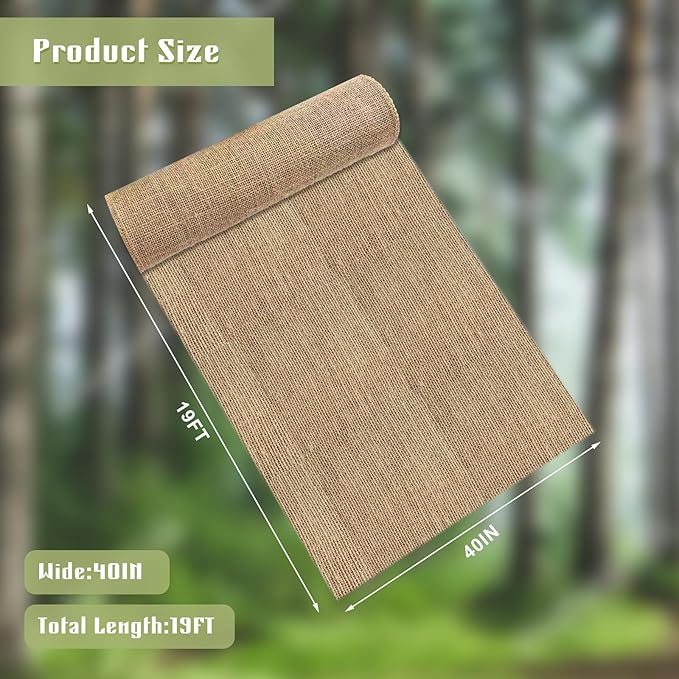 Svepndic 40in x 19ft Multipurpose Natural Burlap Fabrics Tree Wraps Rolls Tree Trunk