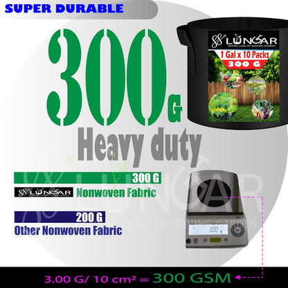 Plant Grow Bags 10 Gallon 5 Packs Planter Pot, Thickest Aeration 300G Non-Woven Fabric, Reinforced