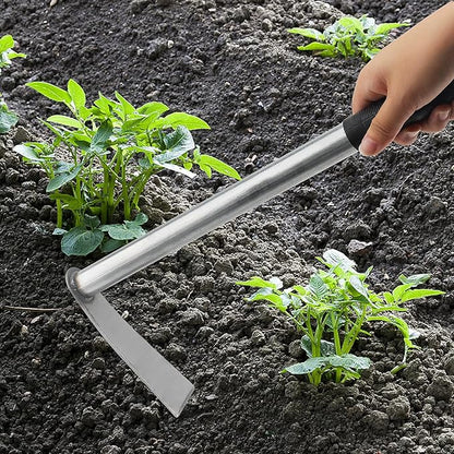 5 PCS Hoe Garden Tool Set, Hoe and Cultivator Hand Tiller, Heavy Duty Digging Hoes, 2 Fork and 3