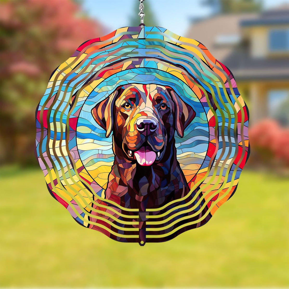 Labrador Retriever Wind Spinner Pet Dog Memorial Gifts 3D Metal Kinetic Hanging Wind Sculpture