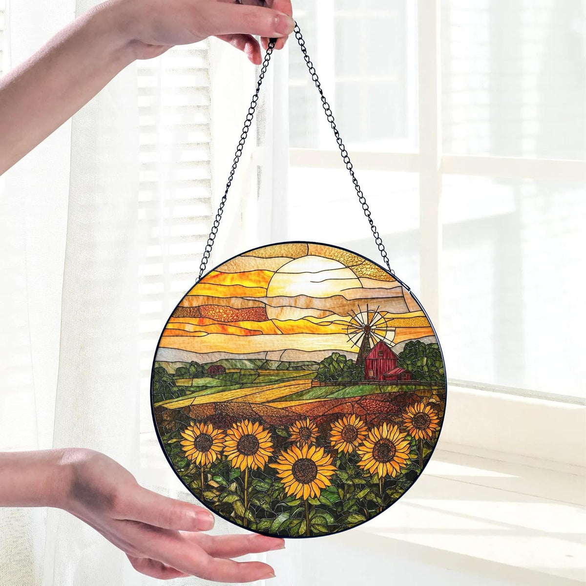Sunflower Stained Glass Suncatcher Window Hanging Decor, Birthday, Mothers Day, Christmas Sunflower