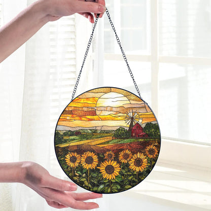 Sunflower Stained Glass Suncatcher Window Hanging Decor, Birthday, Mothers Day, Christmas Sunflower