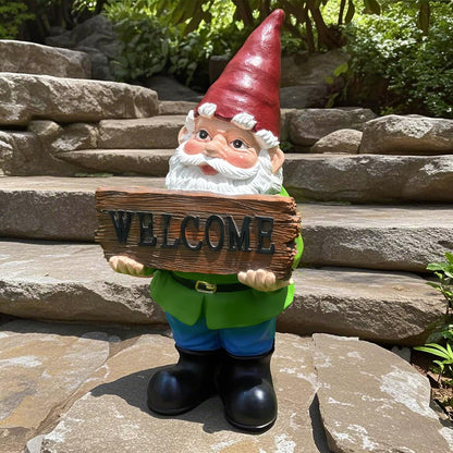 Gnome Garden Decor Statue Gnomes Decorations for Yard with Welcome Sign Outdoor Decorations for