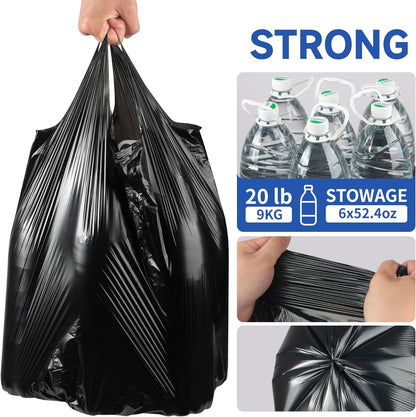Small Trash Bags with Handles 4 Gallon 50 Count Black - Ocean Plastic Upcycling - Plastic Garbage