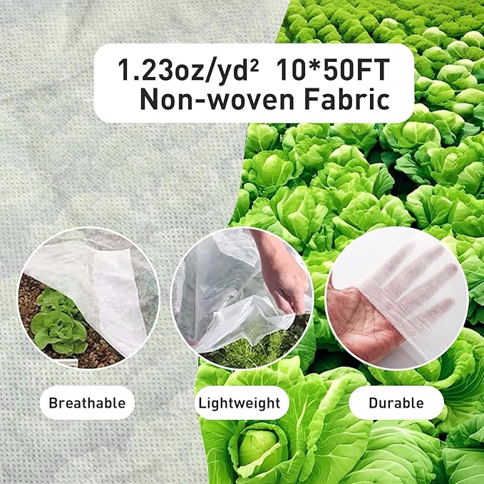 2 Pack Plant Covers Freeze Protection, 10ft x 50ft Frost Blanket for Plants Tree Blanket Cover