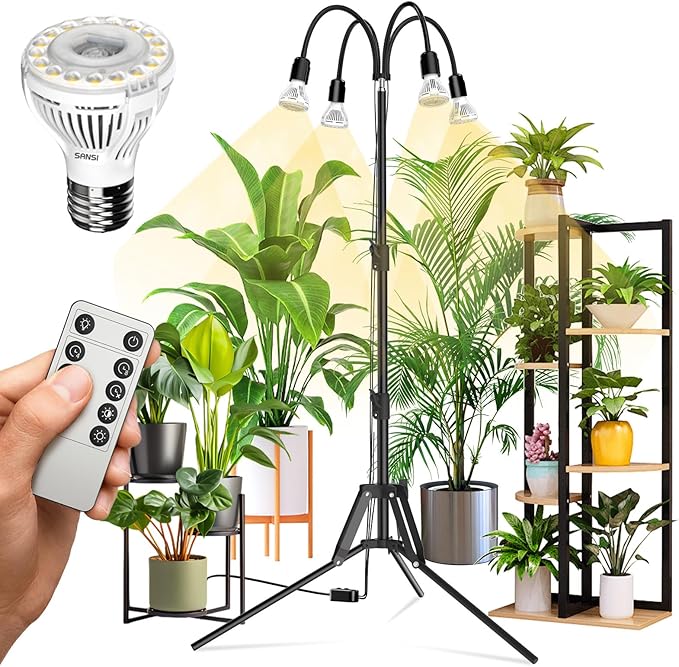 SANSI Grow Lights for Indoor Plants, 4 Head Dimmable Plant Lights for Indoor Growing, 35"-64"