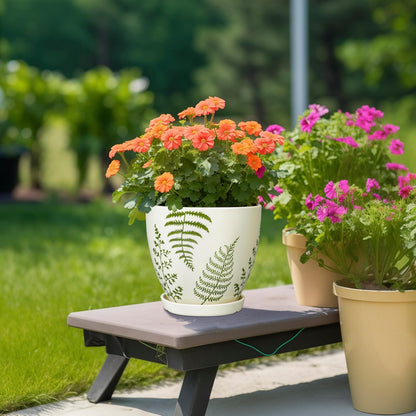 Ceramic Plant Pot 8.2 Inch - Ceramic Planter for Indoor Plants, Boho Round Decorative Outdoor
