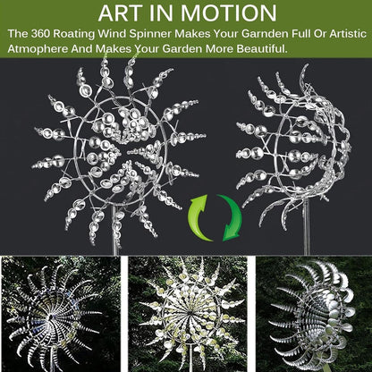 Generic Shirem Magical Metal Windmill, Kinetic Wind Sculptures & Spinners, 3D Wind Spinner, Kinetic