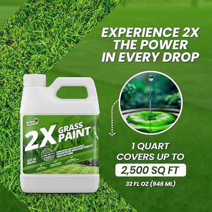 32oz 2X Green Grass Paint for Lawn, Ideal Turf Paint & Green Lawn Spray to Renew Discolored Lawns