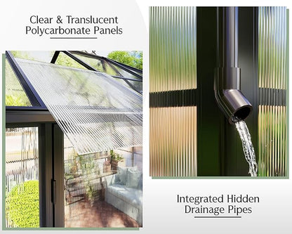 Jocisland 14x9.5x9 FT Outdoor Aluminum Greenhouse with Quick Connect Fittings, 6 FT Height Double