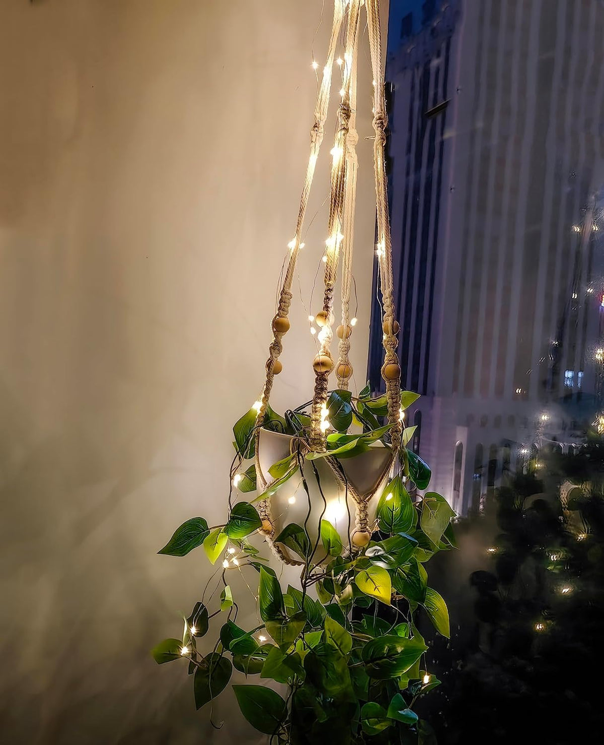 2 Packs Fake Hanging Plant with Pots for Home Decor Artificial Hanging Basket Plants Macrame Plant