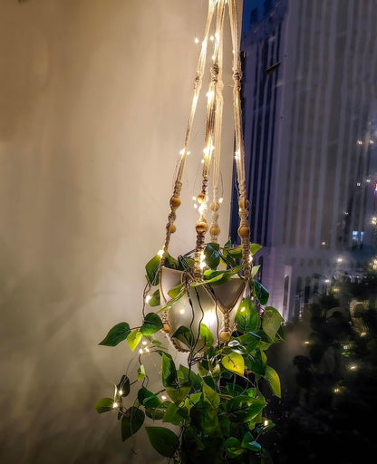 2 Packs Fake Hanging Plant with Pots for Home Decor Artificial Hanging Basket Plants Macrame Plant